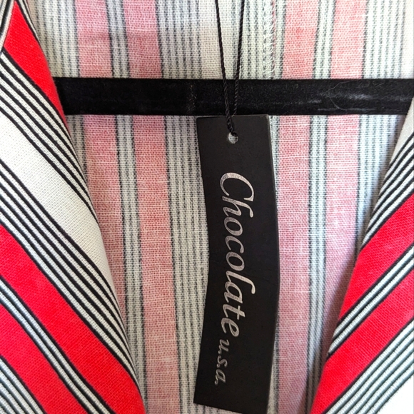 NWT Chocolate USA Striped Long Vest Size M - Picture 5 of 5